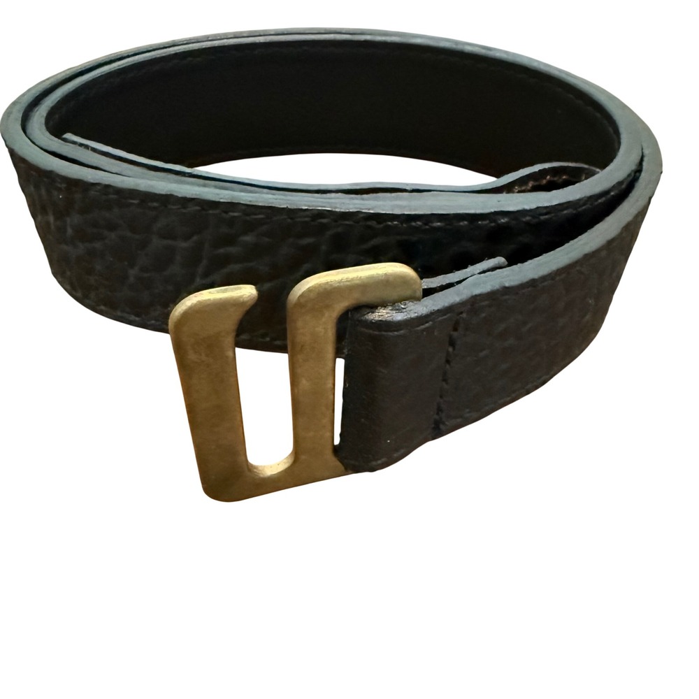 MM6 Maison Margiela Shrunken Grain Leather Interlocking Buckle Belt Italy M 30"